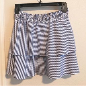 Blue + White Striped Mini Skirt